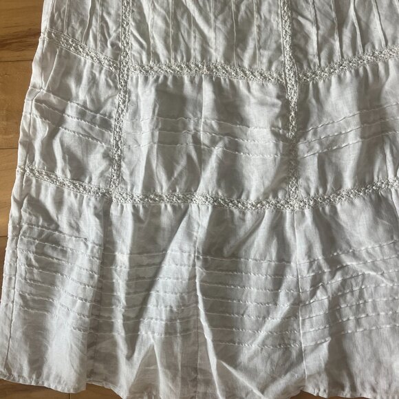 Tapemeasure White Linen Intricate Prairie Style Pleated Maxi Skirt Size 8 - Picture 3 of 14